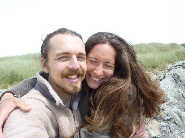 Jane and I on the beach today, enjoying the a little bit of sun (too rare).