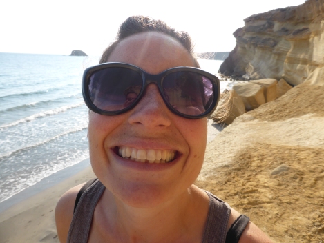 Jane on a beach walk, near Bolunuevo, Mazzaron, Spain