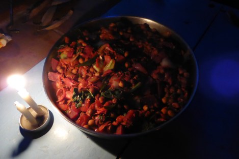 Brown Chana Masala with  Beetroot and Bok Choi