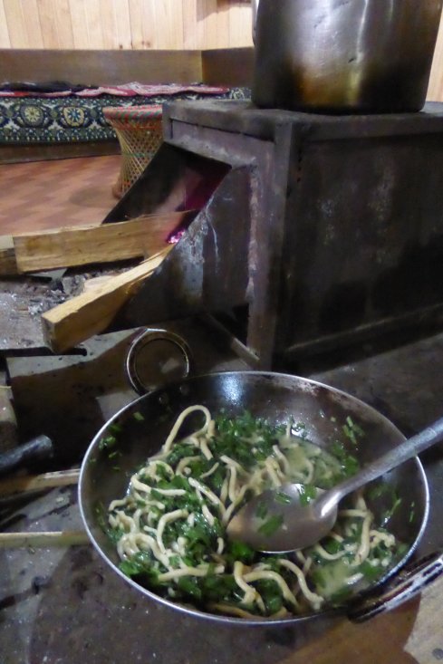 Our handmade noodle dish in Menchuka, Arunachal Pradesh. 