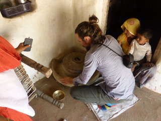 Grinding Millet for chapati, Bishnoi Village, Jodphur