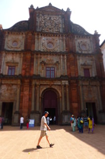 Dad does an Abbey Road Impression - in front of the Bom Jesus Cathedral, Old Goa