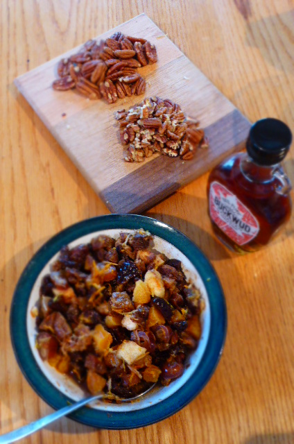 The Bits - Maple syrup, soaked boozy fruit and pecans.  Woooah!