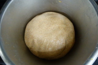 A nicely shaped spelt dough ball, ready for its first prove 