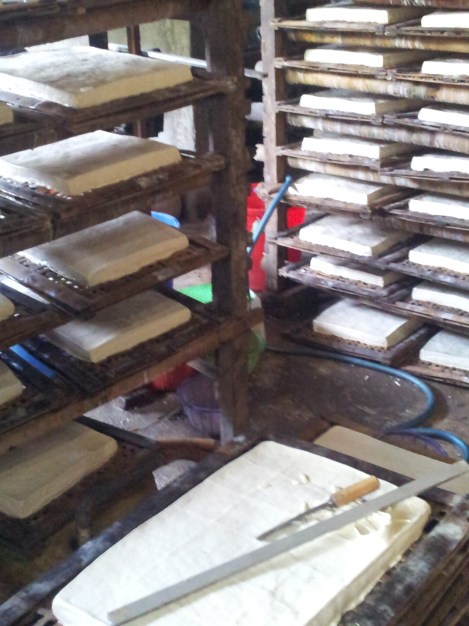 Put into moulds, then leave to dry on racks